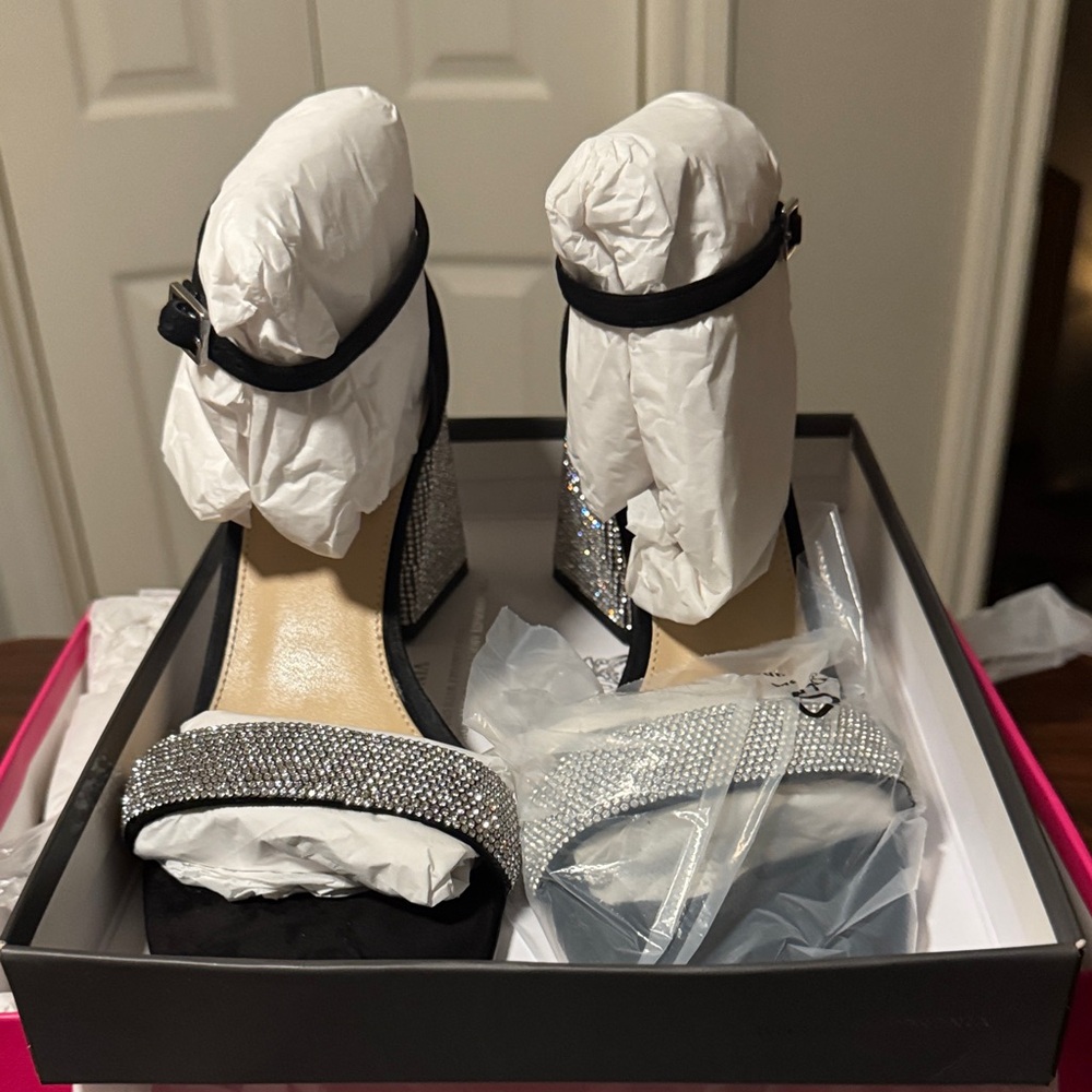 Vince Camuto Black and Silver Heels